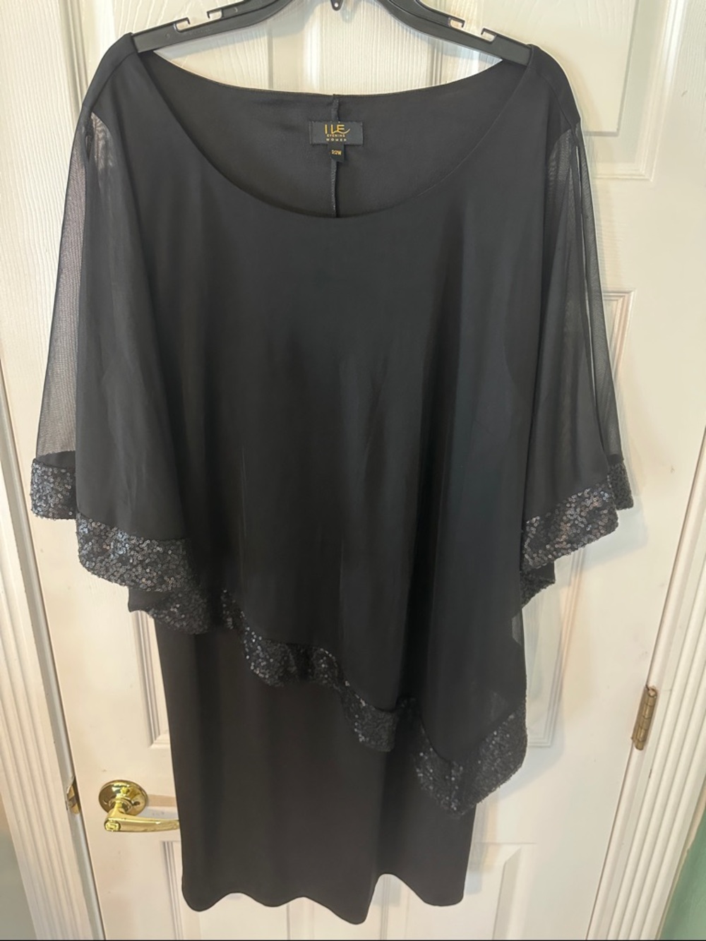 ILE Black Overlay Dress with Sparkle Trim Size 22W